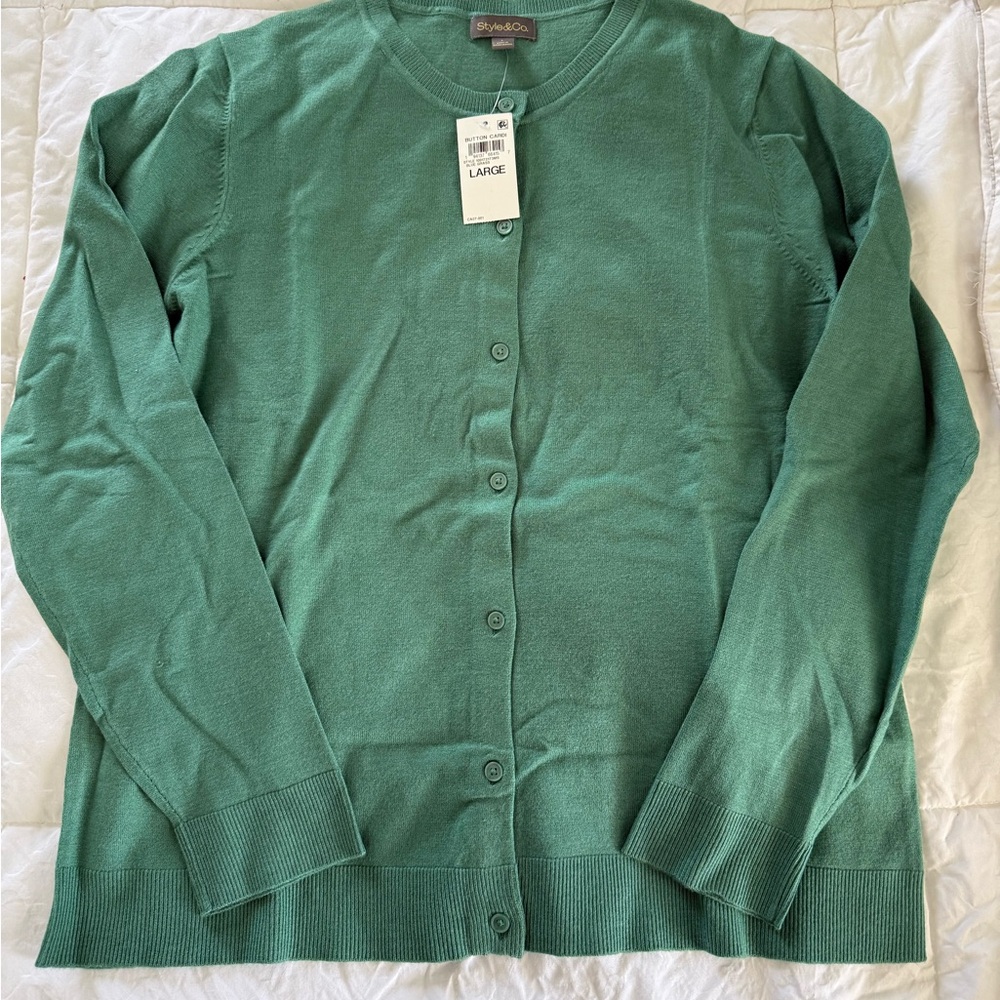 Style & Co. Emerald Button-Up Cardigan